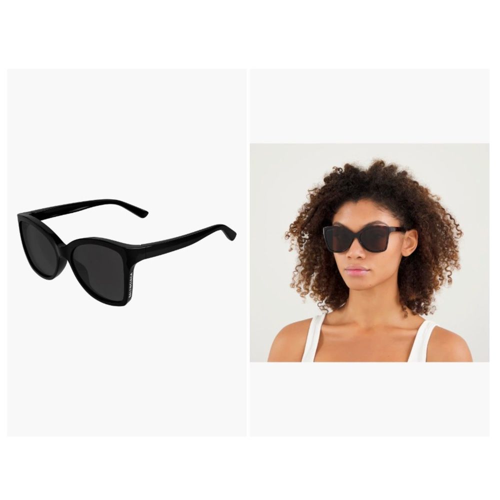 Balenciaga BB0150S 001 Black Grey 58mm Women's Butterfly Logo Sunglasses - Picture 9 of 9
